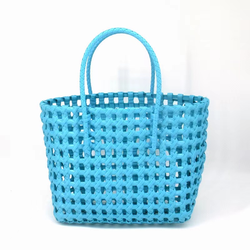 Summer Beach Straw Bucket Bag PE Woven Beach Tote 