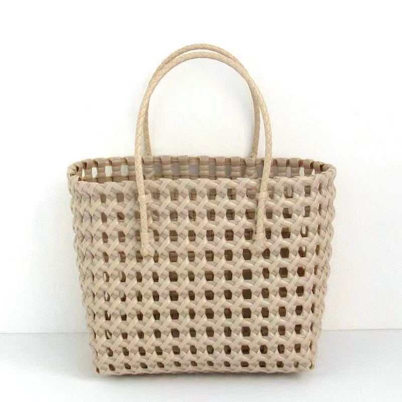 Summer Beach Straw Bucket Bag PE Woven Beach Tote 