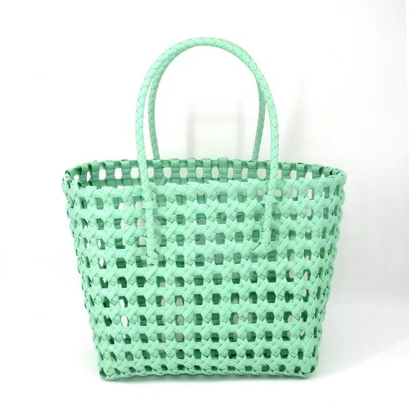 Summer Beach Straw Bucket Bag PE Woven Beach Tote 