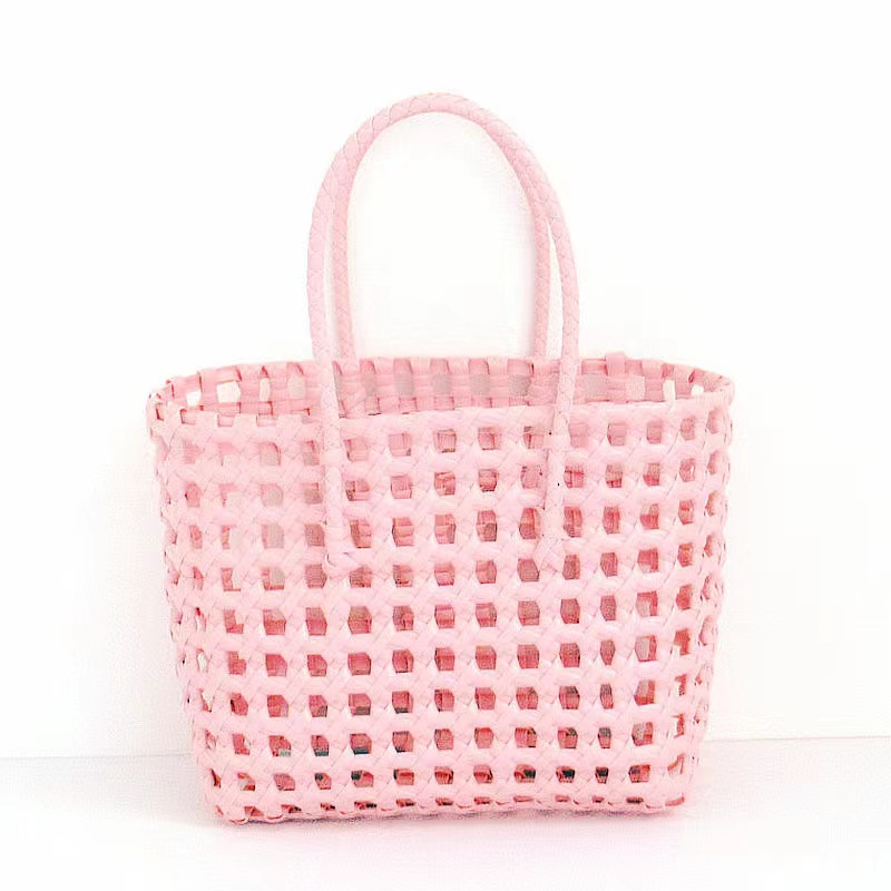 Summer Beach Straw Bucket Bag PE Woven Beach Tote 