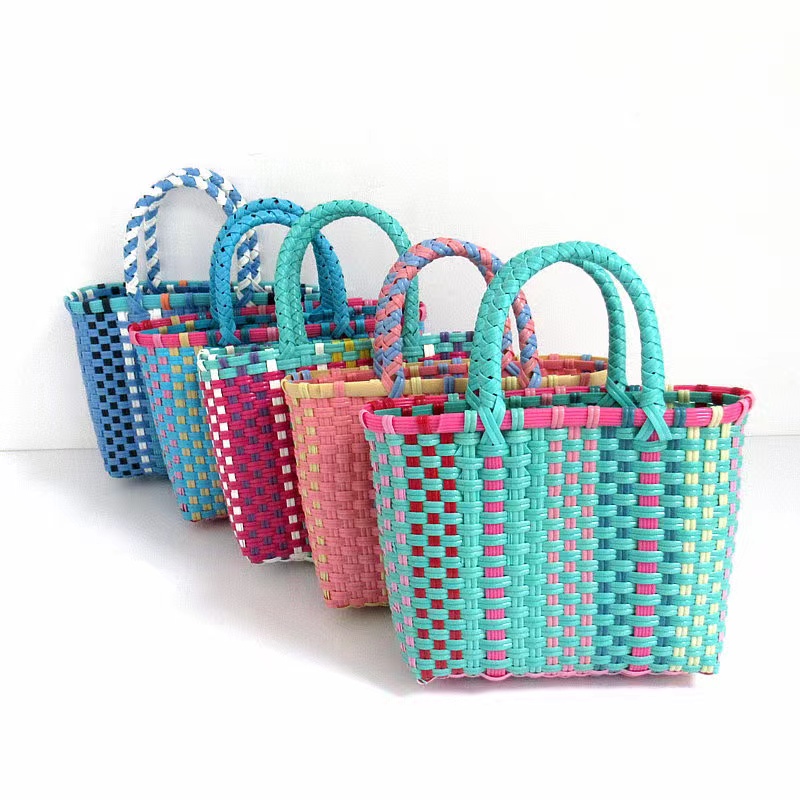 Straw Woven Beach Basket Handbag 