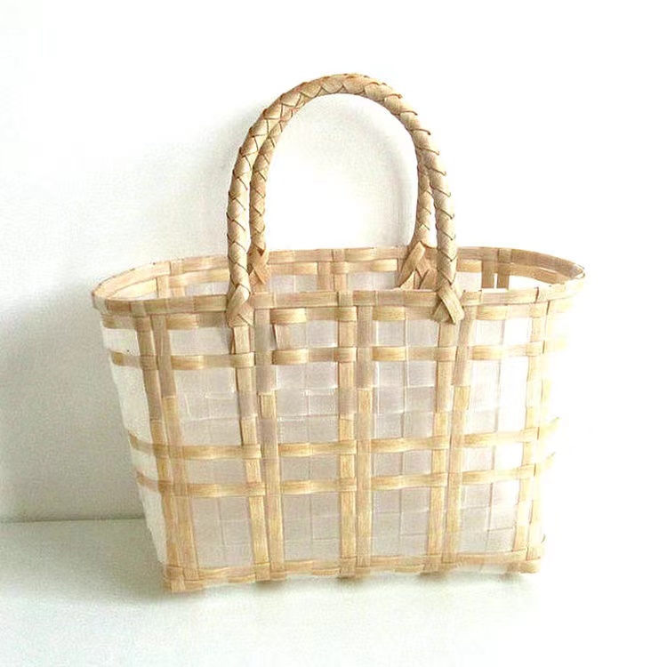 PVC Woven Straw Bag Storage Basket Summer Beach Bag 
