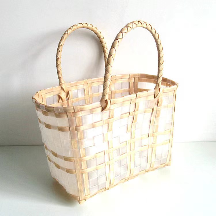 PVC Woven Straw Bag Storage Basket Summer Beach Bag PVC Woven Straw Bag Storage Basket Summer Beach Bag