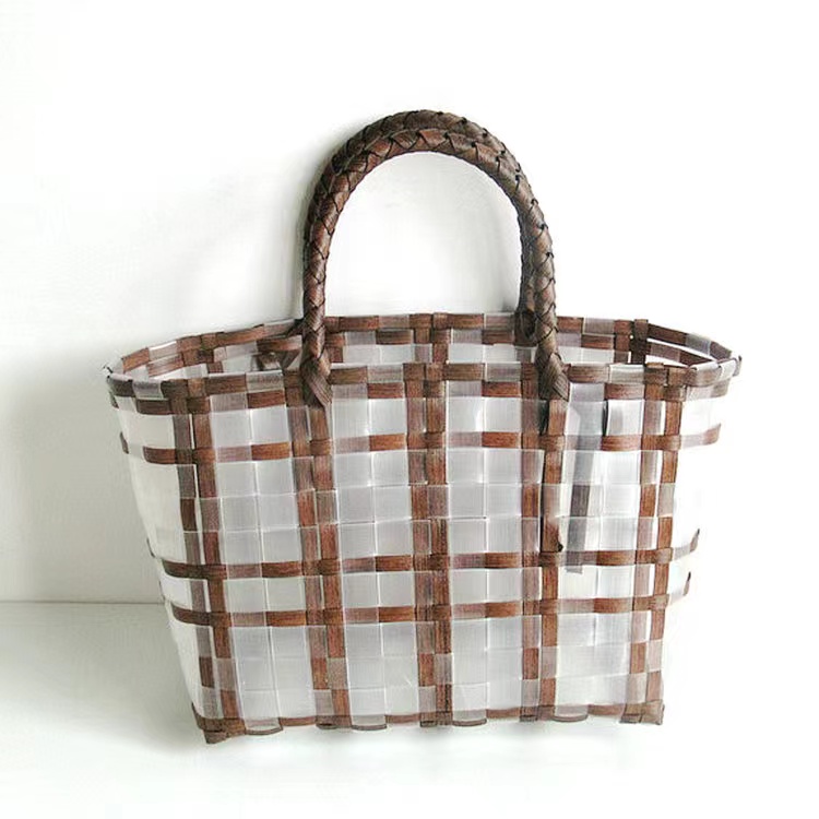 PVC Woven Straw Bag Storage Basket Summer Beach Bag PVC Woven Straw Bag Storage Basket Summer Beach Bag