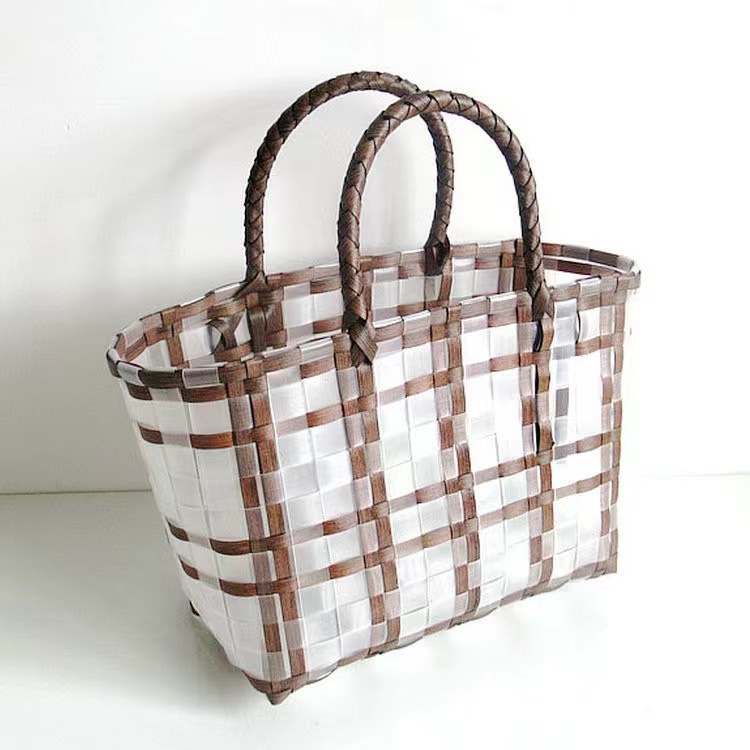 PVC Woven Straw Bag Storage Basket Summer Beach Bag PVC Woven Straw Bag Storage Basket Summer Beach Bag