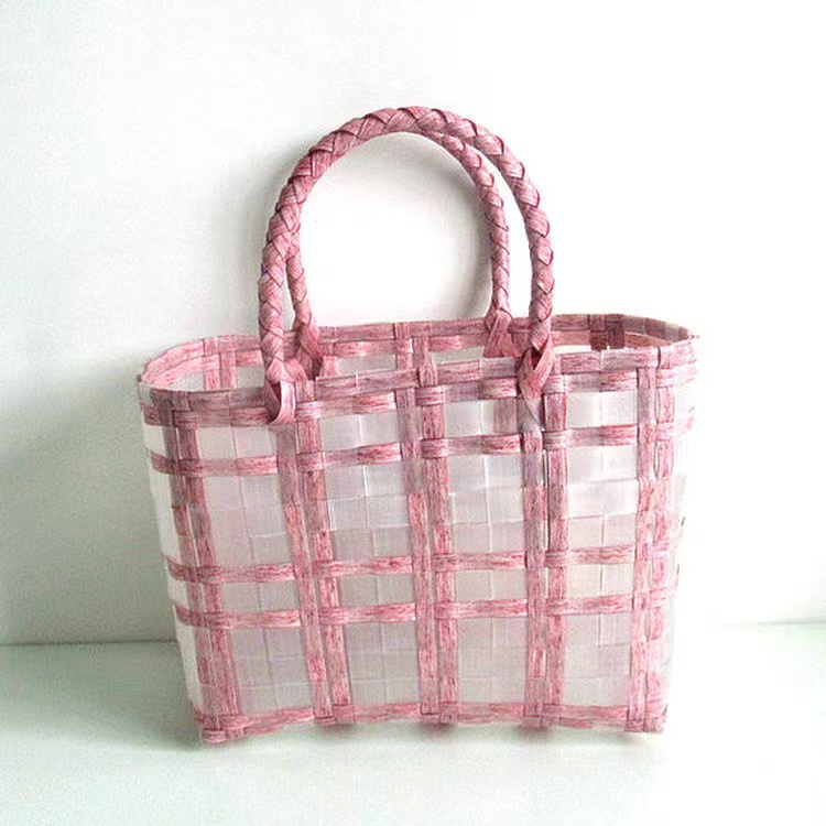 PVC Woven Straw Bag Storage Basket Summer Beach Bag PVC Woven Straw Bag Storage Basket Summer Beach Bag