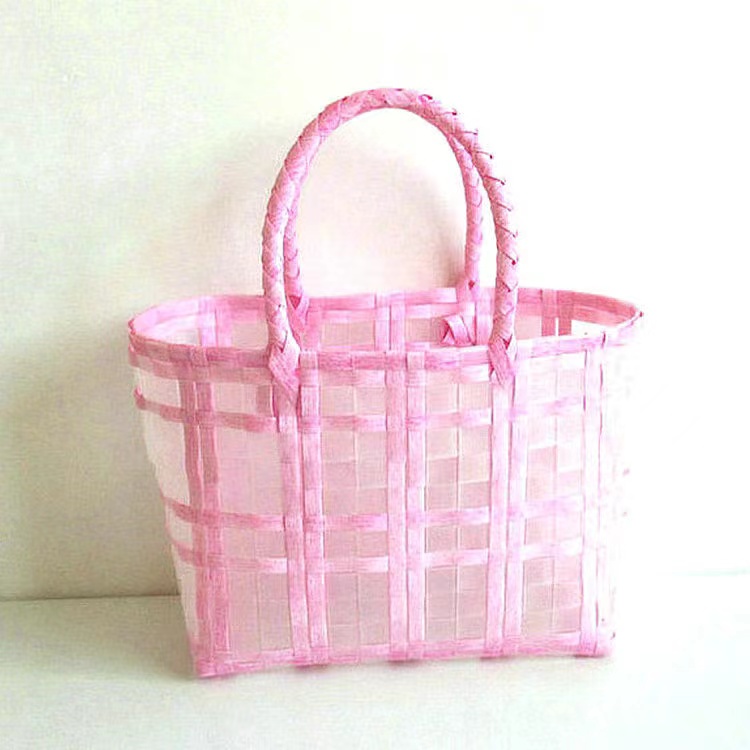 PVC Woven Straw Bag Storage Basket Summer Beach Bag 