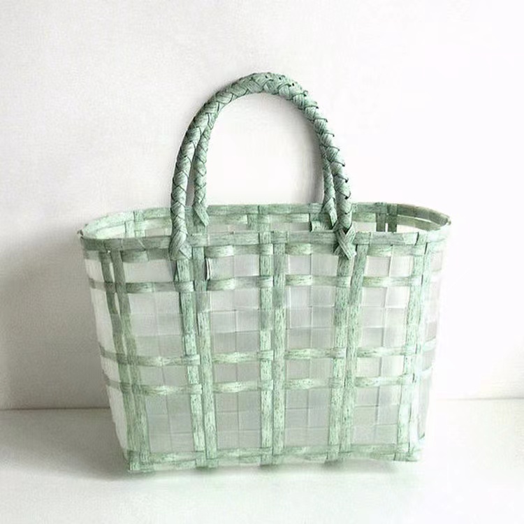 PVC Woven Straw Bag Storage Basket Summer Beach Bag 