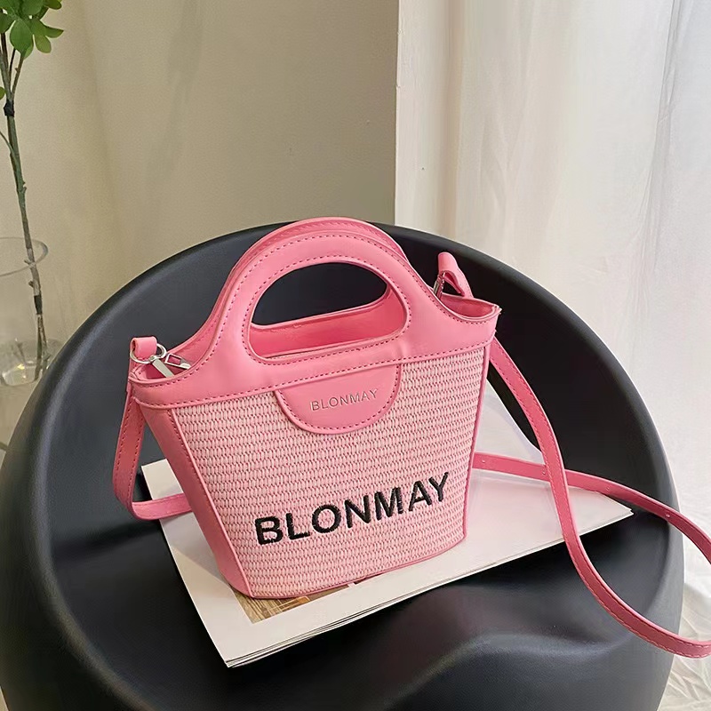 Embroidery Knitting Tote Bag Beach Handbag Small Bucket Purse Embroidery Knitting Tote Bag Beach Handbag Small Bucket Purse