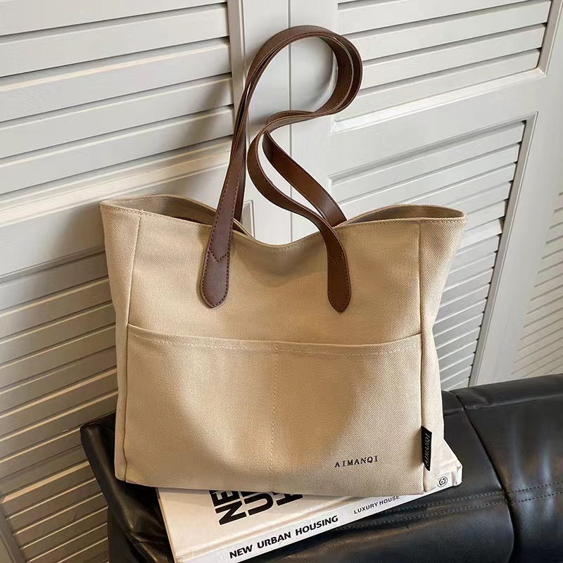 Heavy Duty Canvas Tote Bag Shoulder Bag with Front Slip Pocket Heavy Duty Canvas Tote Bag Shoulder Bag with Front Slip Pocket