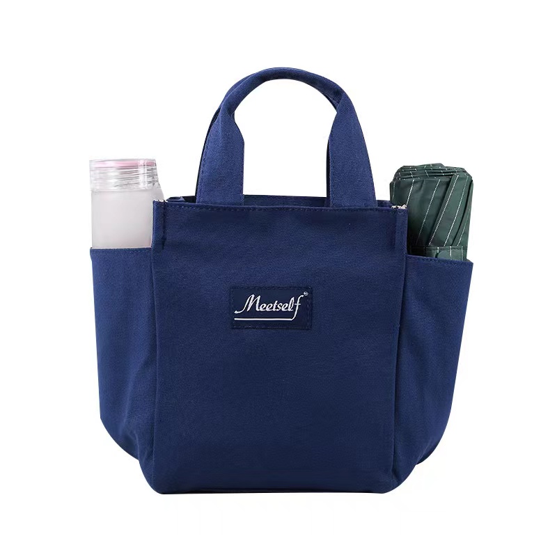 Solid Color Insulated Lunch Box with Slip Pocket