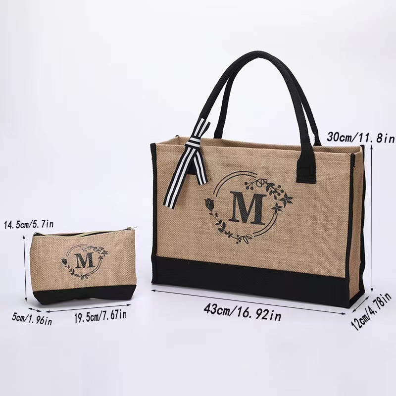 Customized Logo Jute Tote Bag with Small Purse Customized Logo Jute Tote Bag with Small Purse