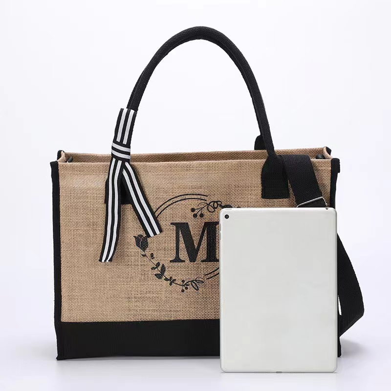 Customized Logo Jute Tote Bag with Small Purse Customized Logo Jute Tote Bag with Small Purse