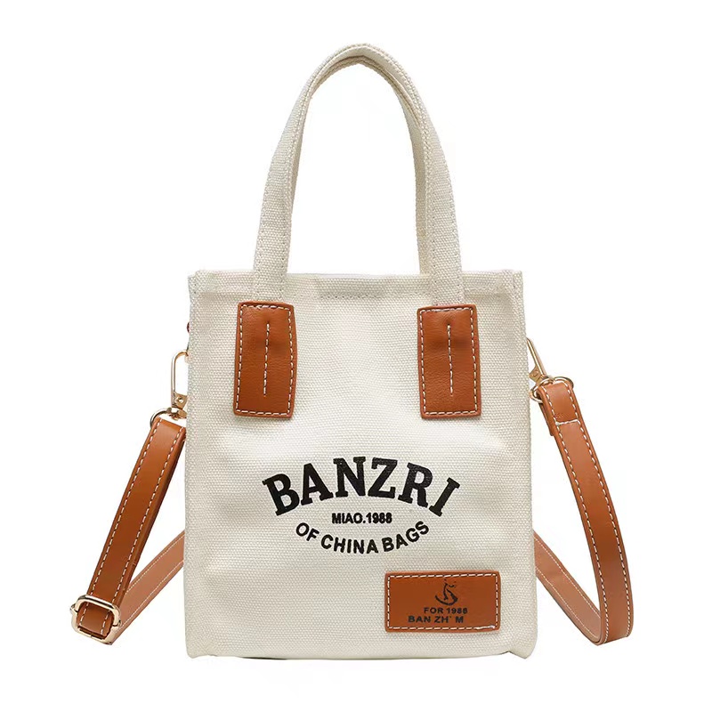Sturdy Canvas Crossbody Bag Small Purse Mini Tote Bag with Shouler Strap