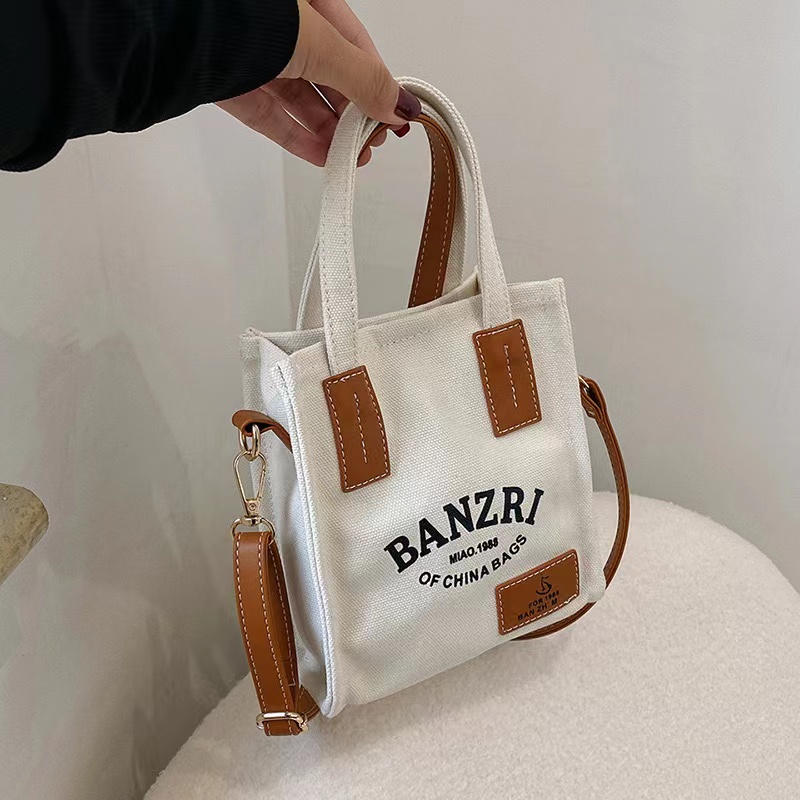 Sturdy Canvas Crossbody Bag Small Purse Mini Tote Bag with Shouler Strap